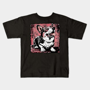 Retro Art Pembroke Welsh Corgi Dog Lover Kids T-Shirt